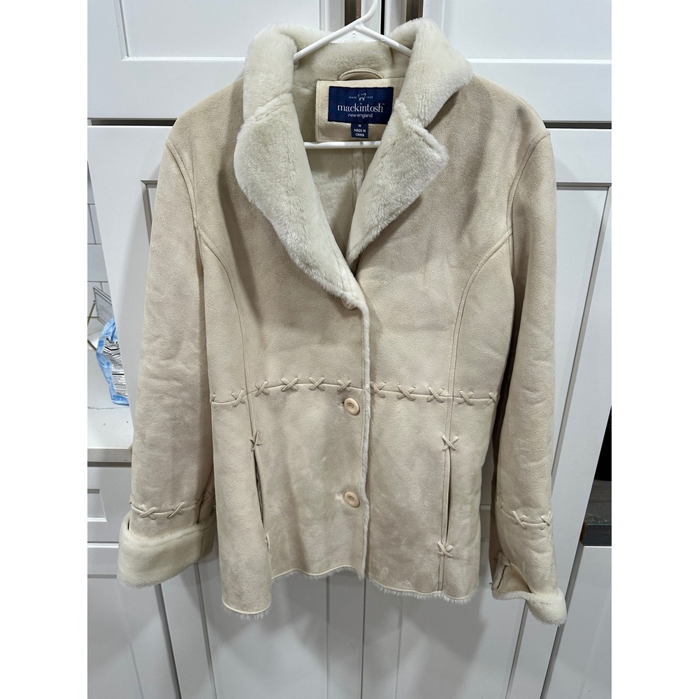 Mackintosh New England Faux‎ Suede Shearling Coat Women's Medium Jacket